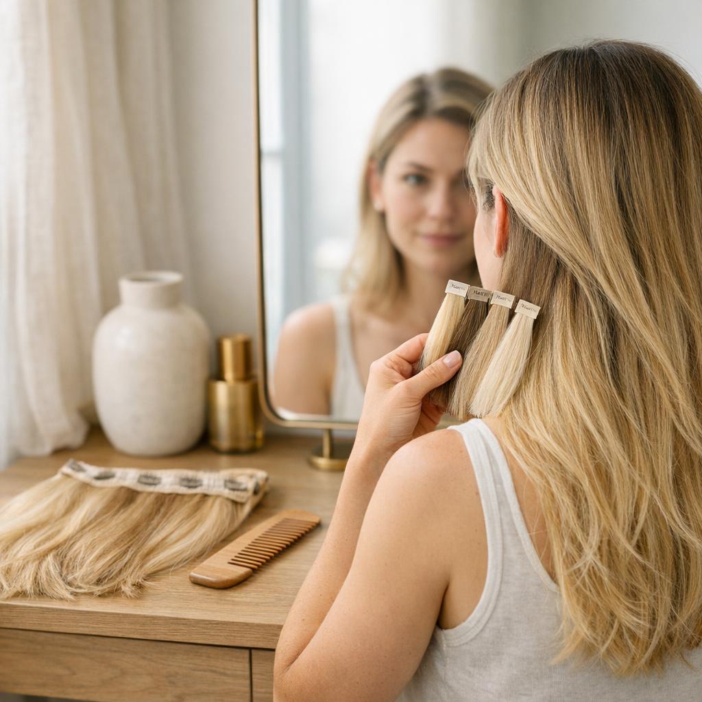 Clip-in extensions kleur matchen