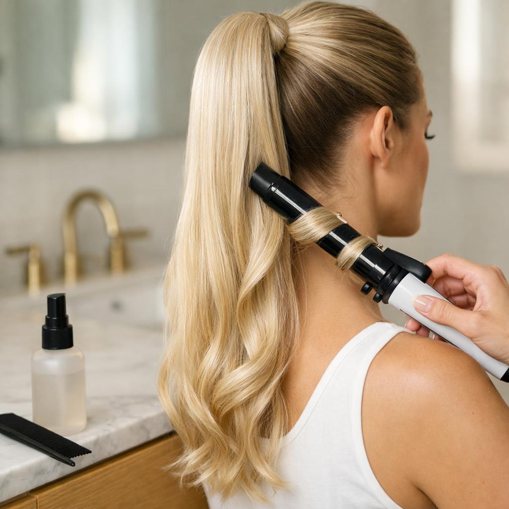 Ponytail extensions stylen met hitte
