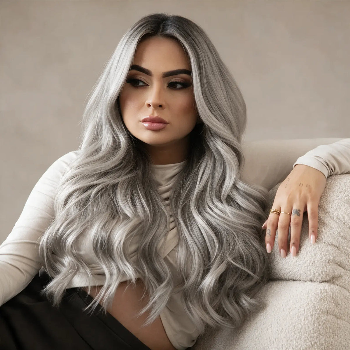 Zilveren hair extensions