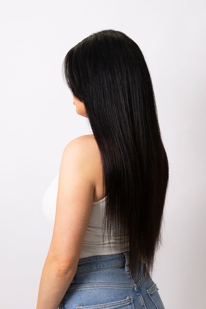 Princess Deluxe Schwarzbraun – Clip-in-Extensions in Schwarzbraun, 160 Gramm, 22", 100% Remy Human Hair (Detail)