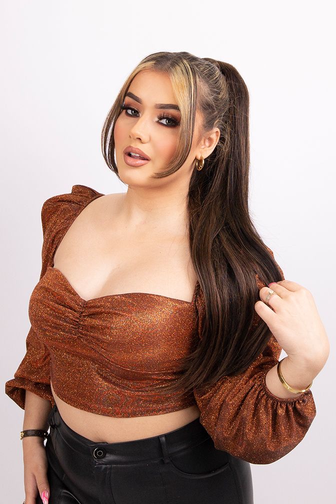 The Princess Deluxe Ponytail Cappuccino Brown – warmbruine ponytail extension, 170 gram, 26", 100% Remy Human Hair (detail)