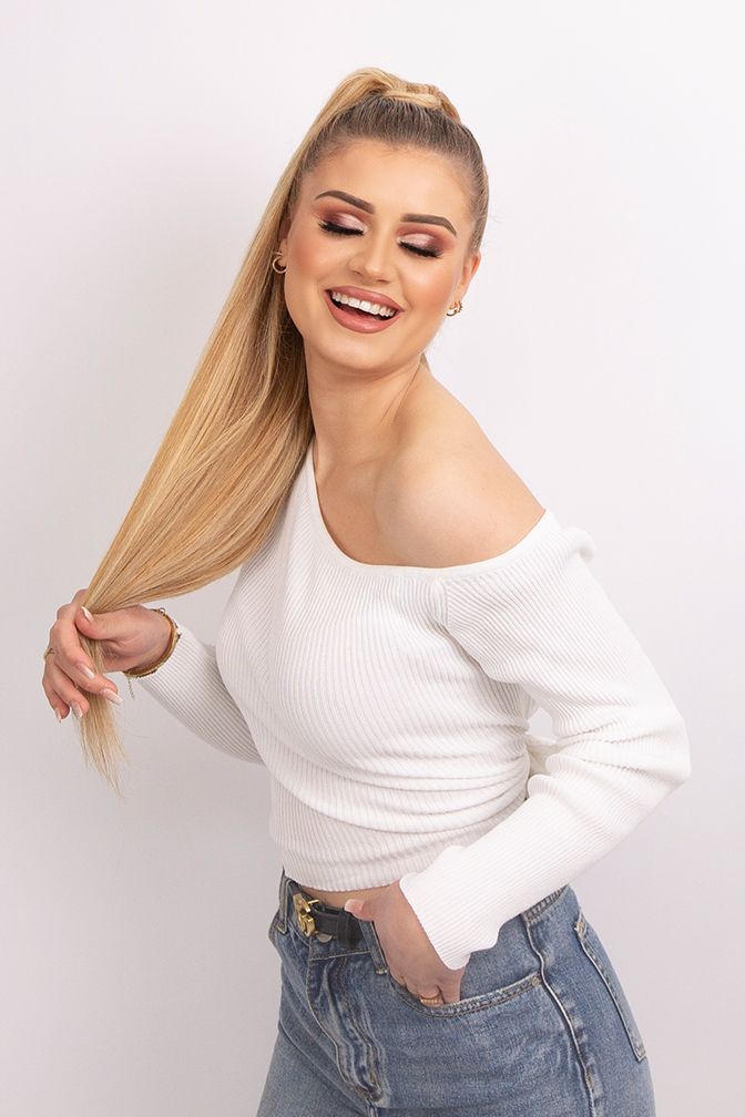 Der Princess Deluxe-Pferdeschwanz Haselnussblond – Pferdeschwanz-Extension in Dunkelblond, 170 Gramm, 26", 100% Remy Human Hair (Detail)