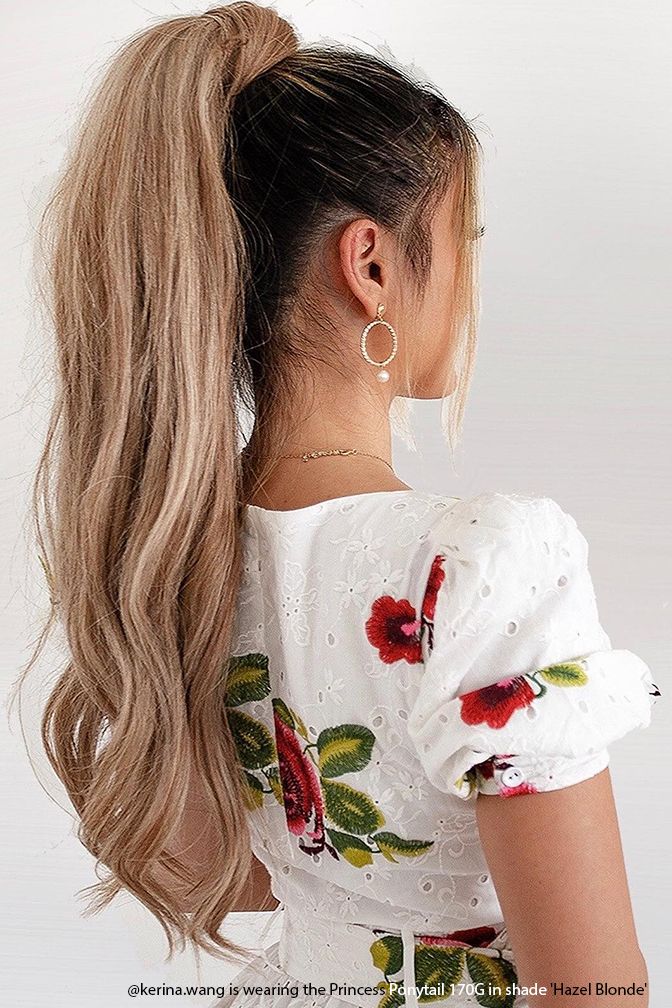 Der Princess Deluxe-Pferdeschwanz Haselnussblond – Pferdeschwanz-Extension in Dunkelblond, 170 Gramm, 26", 100% Remy Human Hair (Detail)