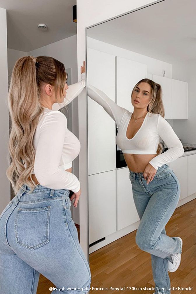 The Princess Deluxe Ponytail Iced Latte Blonde – ombré blonde ponytail extension, 170 grams, 26", 100% Remy Human Hair (detail)