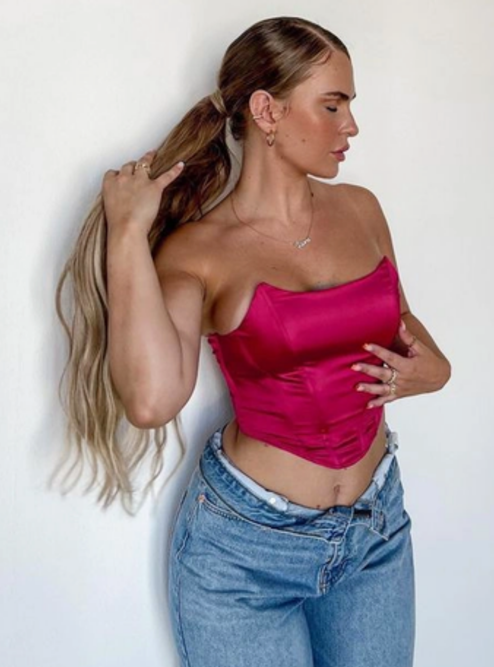 Lang blond stijl haar