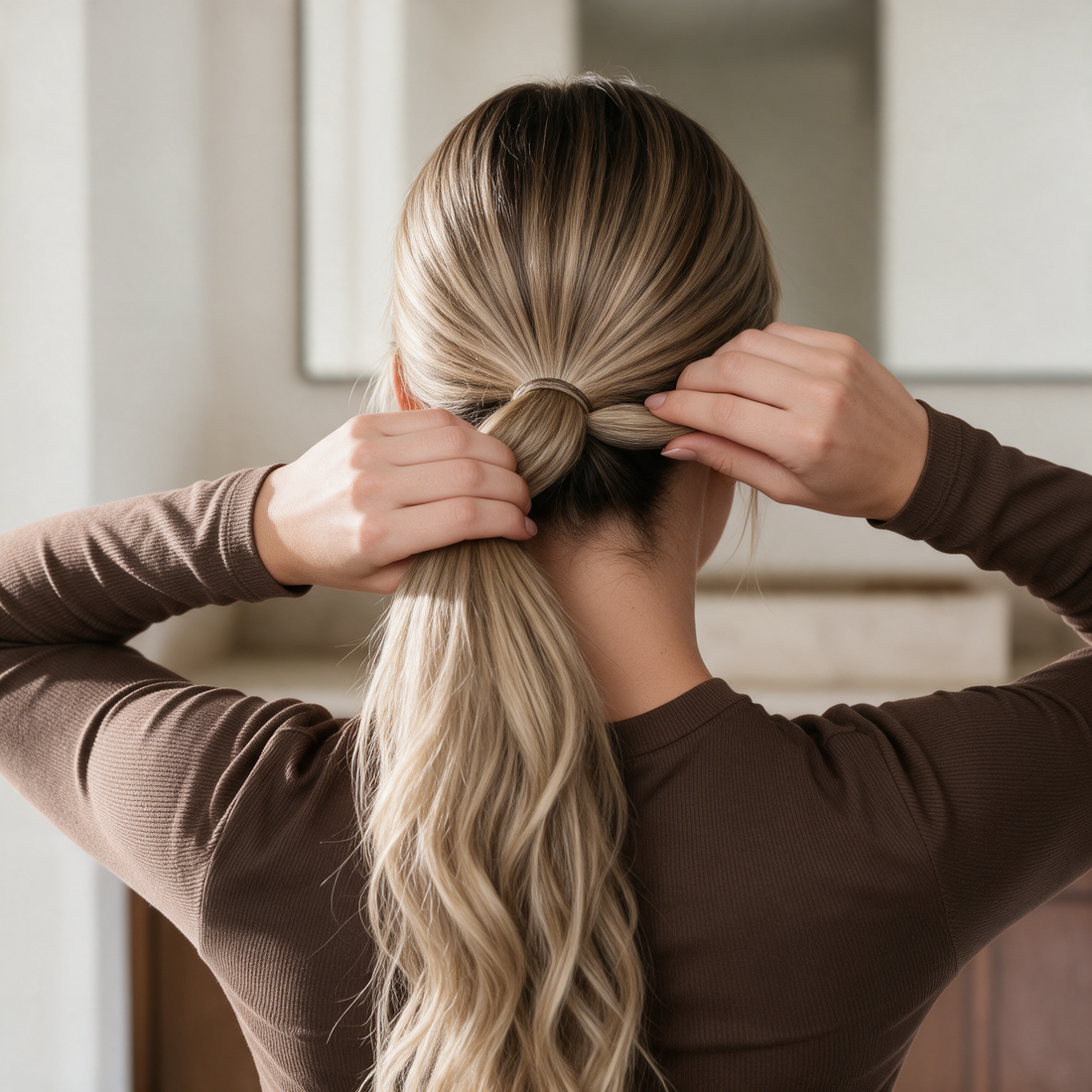 Ponytail aanbrengen, stap 1: maak een strakke staart