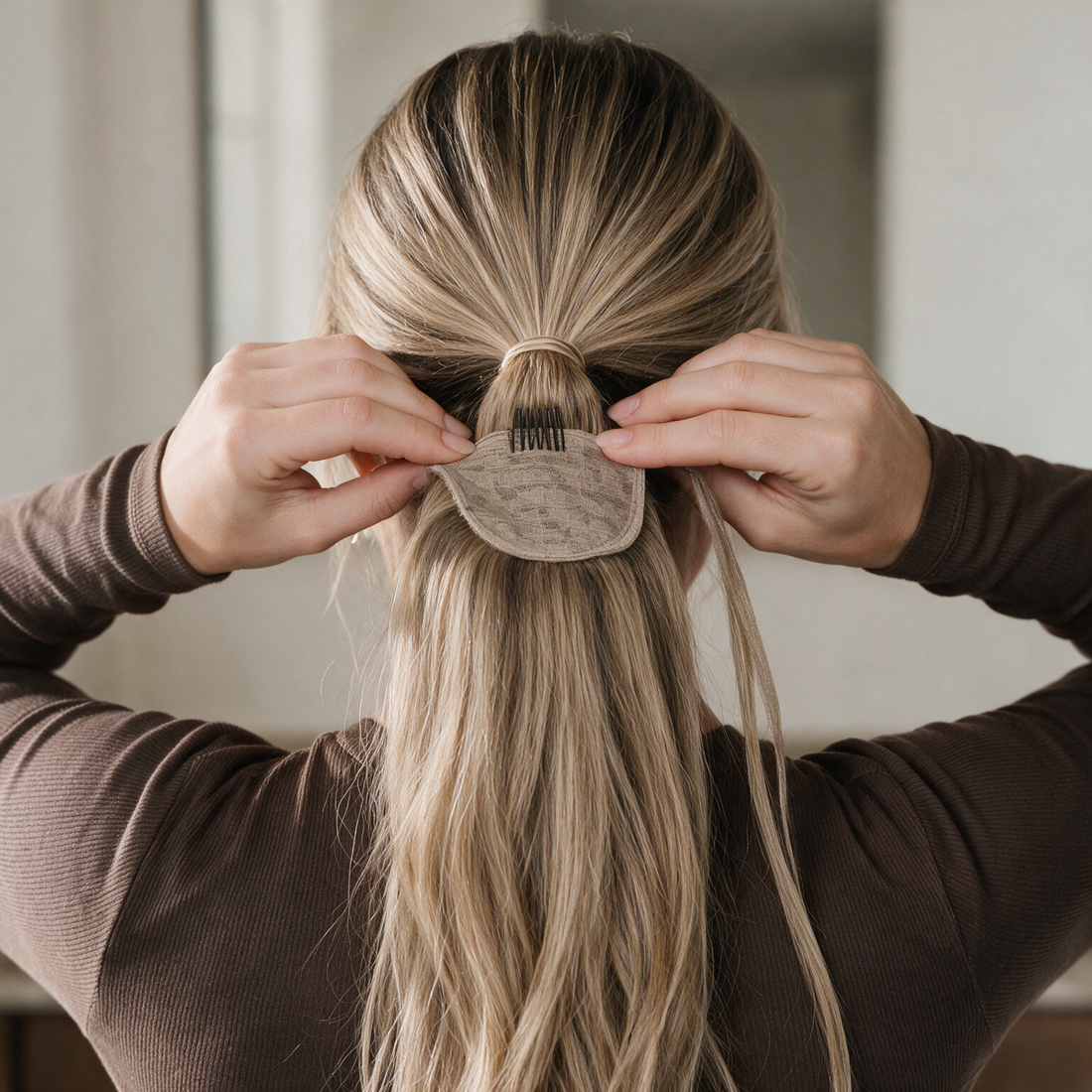 Ponytail aanbrengen, stap 2: bevestig de kamclip