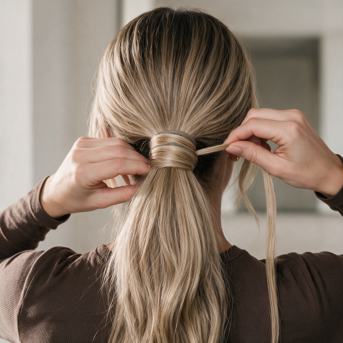 Ponytail aanbrengen, stap 3: wikkel om je staart