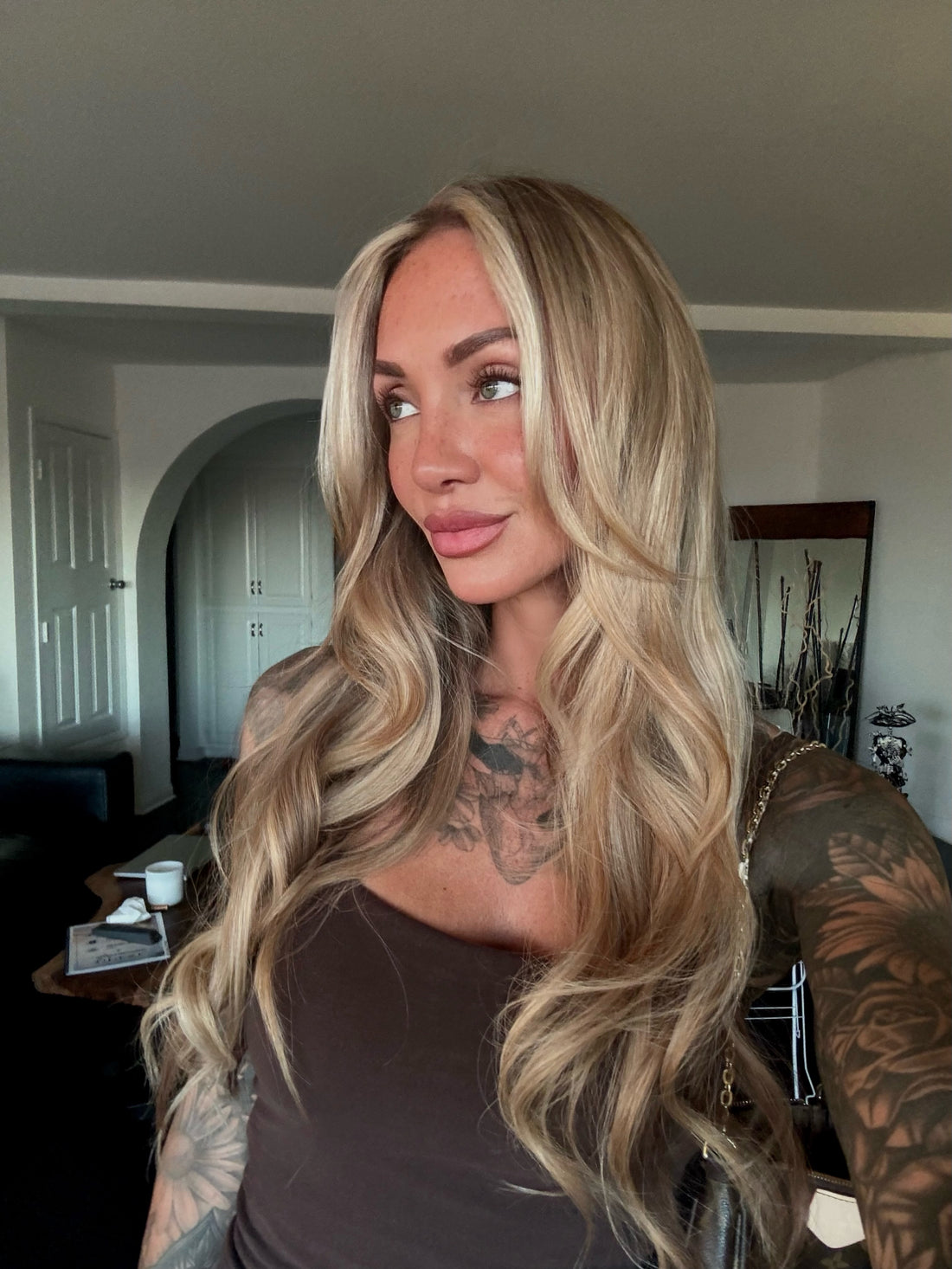 Lang blond golvend haar