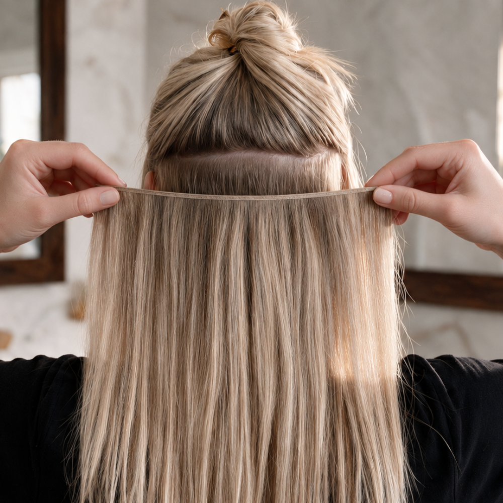 Clip-in extensions aanbrengen, stap 3: plaats de extension