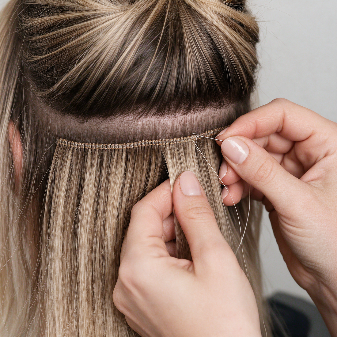 Weave extensions plaatsen, stap 2: Invisible Weave-methode