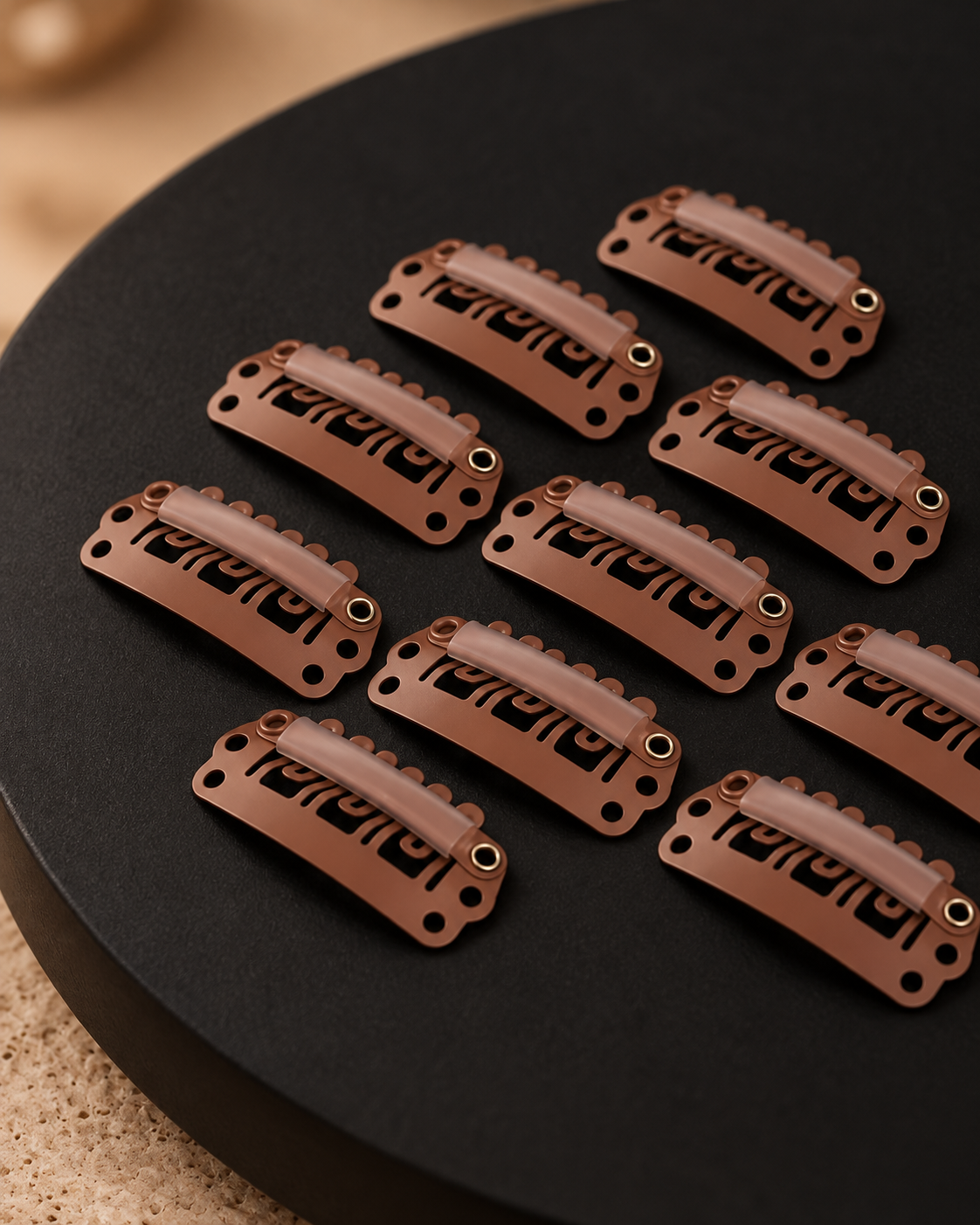 10er-Pack Clips in der Farbe Kastanienbraun
