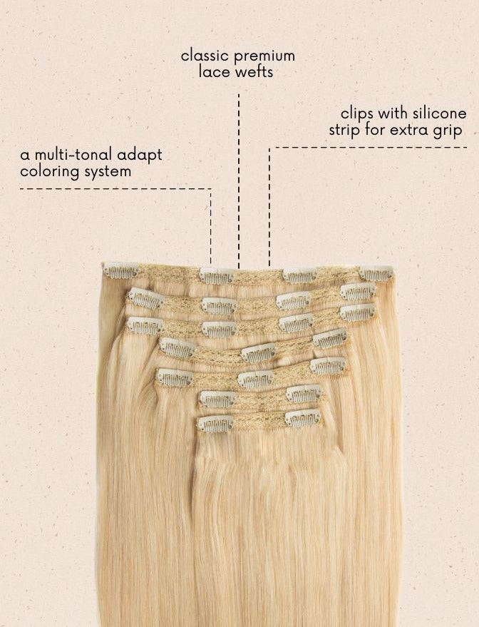 Princess Supreme Hellaschblond – Clip-in-Extensions in Aschblond, 320 Gramm, 22", 100% Remy Human Hair (Detail)