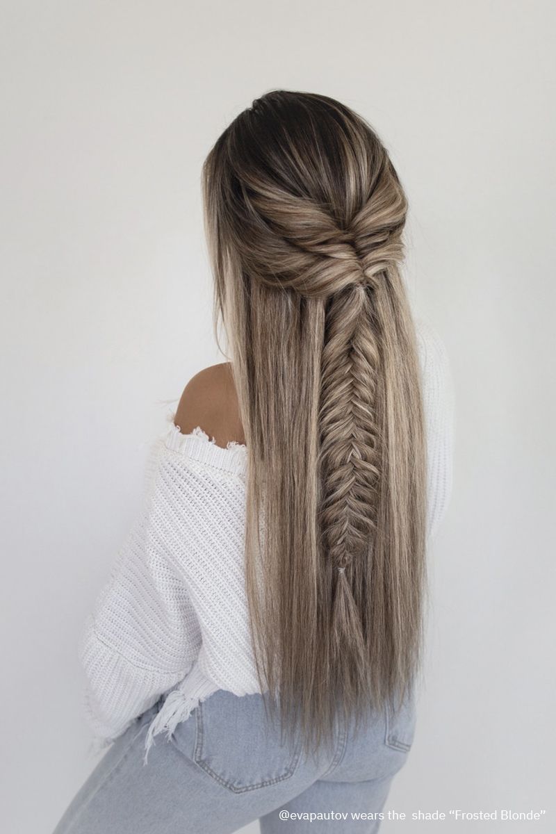 Princess Deluxe Frosted Blonde – blonde highlights clip-in extensions, 160 grams, 22", 100% Remy Human Hair (detail)