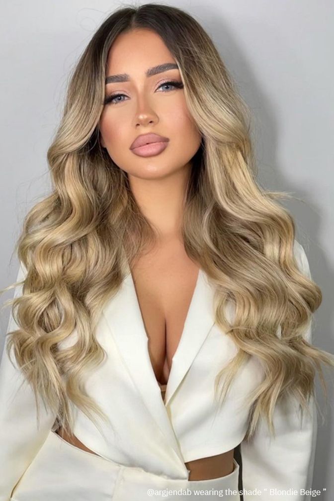 Princess Super Deluxe Blondie Beige – beige blonde clip-in extensions, 220 grams, 22", 100% Remy Human Hair (detail)
