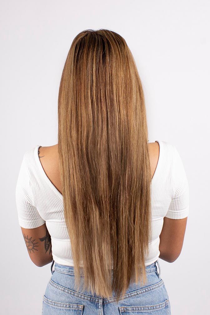 Princess Deluxe Light Brown – light brown clip-in extensions, 160 grams, 22", 100% Remy Human Hair