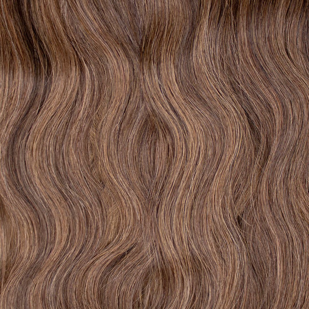 Princess Superior Latte Brown – brown highlights clip-in extensions, 280 grams, 24", 100% Remy Human Hair