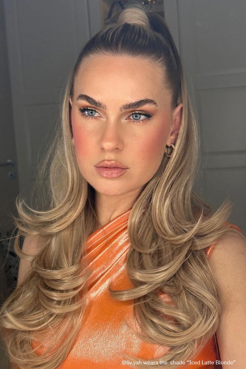 The Half Up Half Down Iced Latte Blonde – ombré blonde half up half down set, 330 grams, 16", synthetic hair (detail)