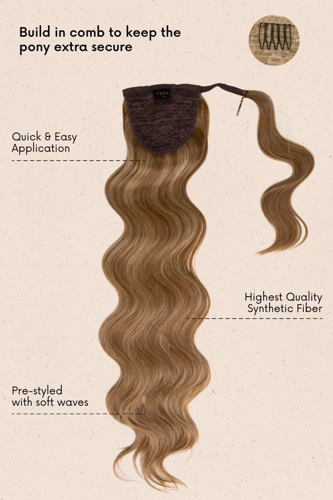 The Hollywood Ponytail Light Brown – light brown ponytail extension, 220 grams, 26", synthetic hair (detail)