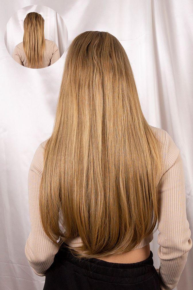 One Piece Extension Hazel Blonde – dark blonde one piece extension, 200 grams, 24", synthetic hair (detail)