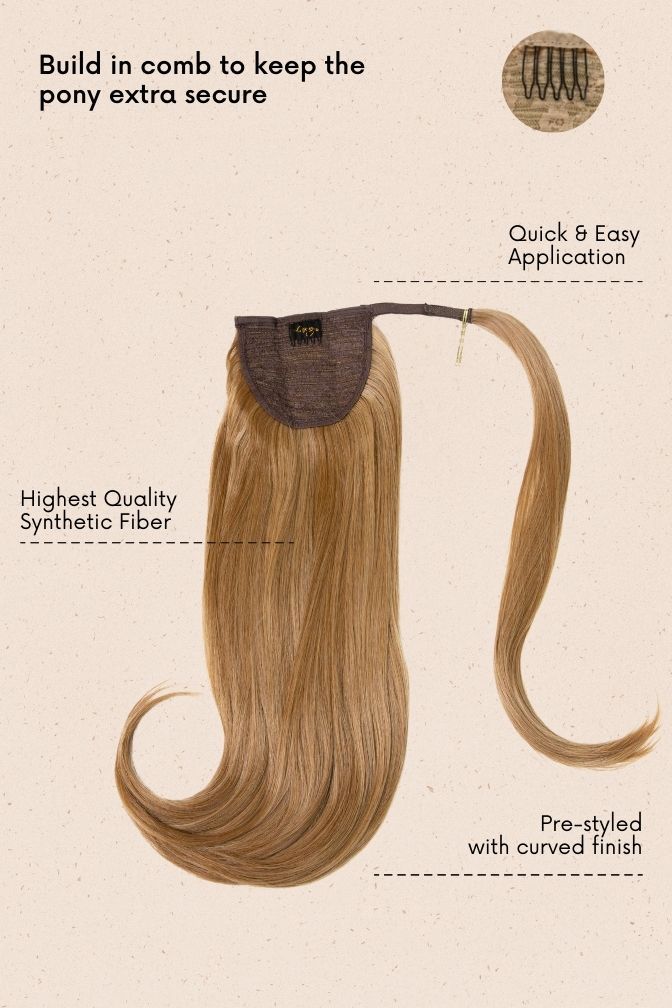 The Glam Ponytail Butterscotch Blonde – honey blonde ponytail extension, 190 grams, 18", synthetic hair (detail)