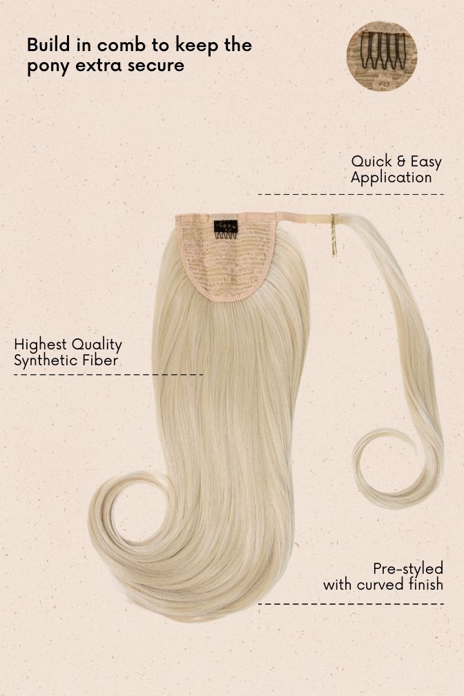 The Glam Ponytail Pearl Blonde – light blonde ponytail extension, 190 grams, 18", synthetic hair (detail)