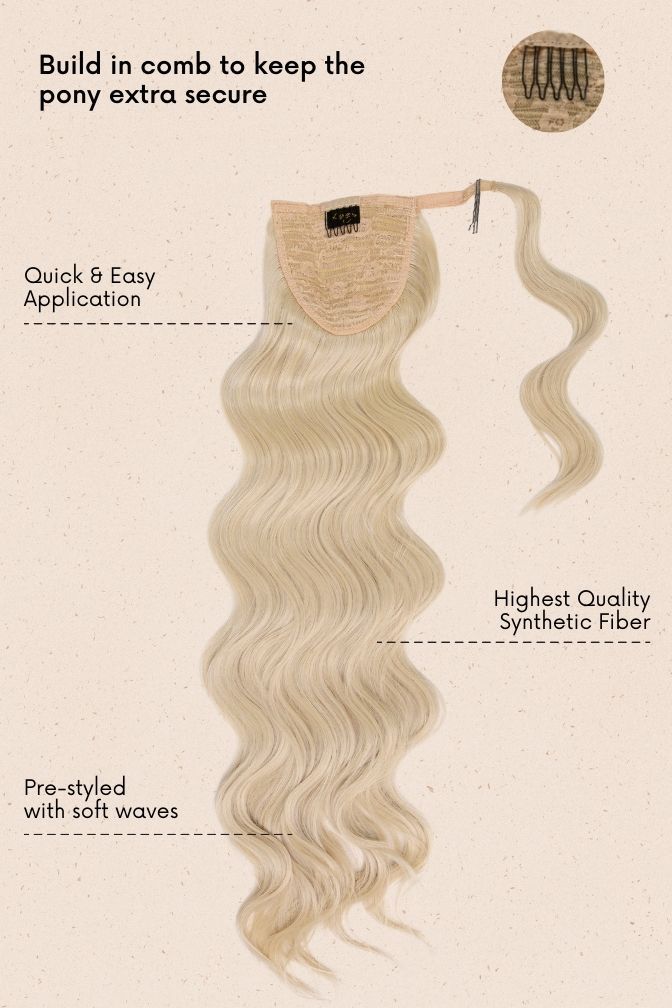 The Hollywood Ponytail Frosted Blonde – blonde highlights ponytail extension, 220 grams, 26", synthetic hair (detail)
